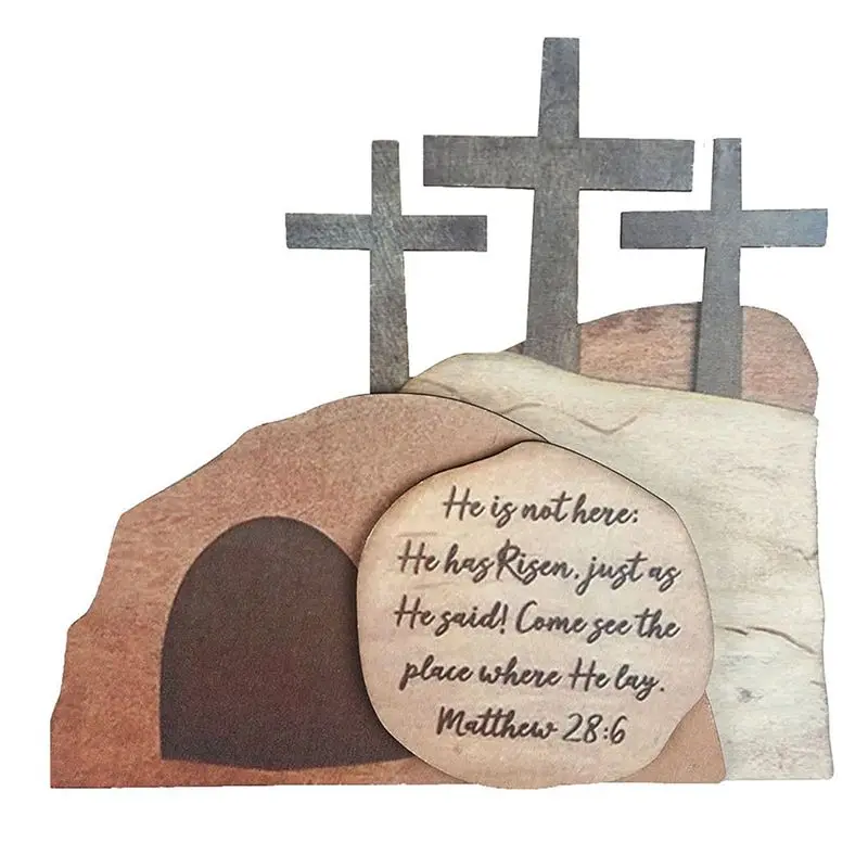 

Деревянный декор «Сцена Воскресения» на 1 апреля, Пасха, Декор на Ид аль-Фитр, Деревянный крест, Декор «Сцена Воскресения», Набор для украшения рождественской сцены, Прочный