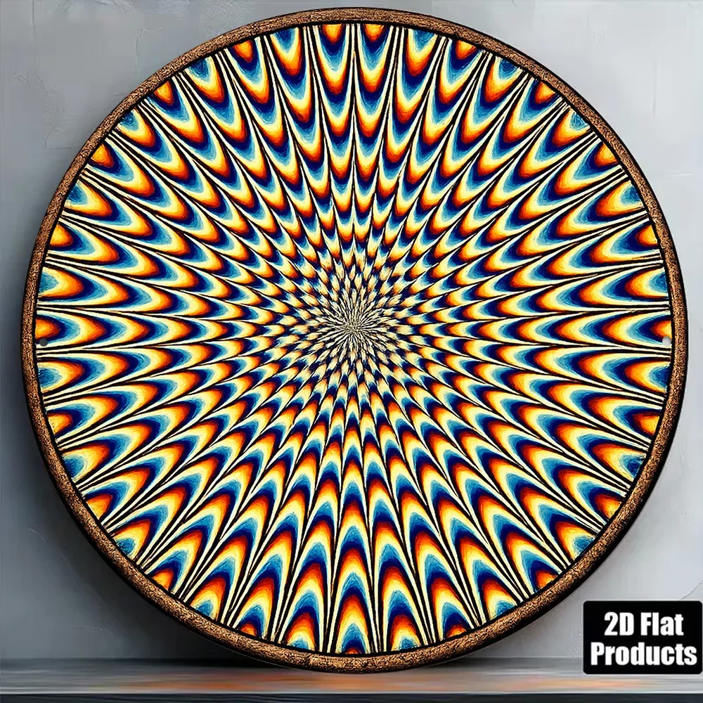 CIFBUY Vintage Optical Illusion Psychedelic Aluminum Wall Art Waterproof Wear Resistant Sign Home Living Room Bar Game Room Deco