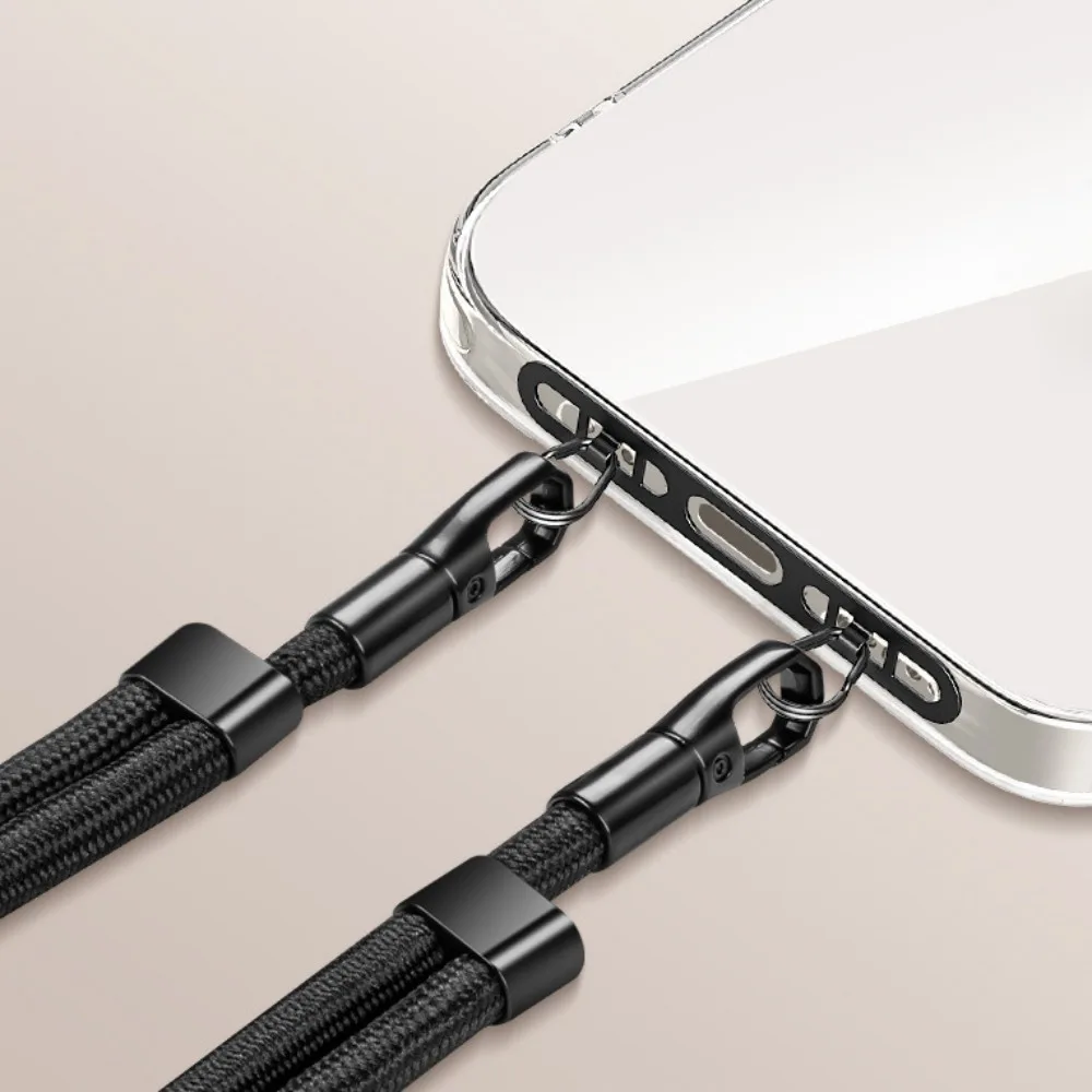 

Ремешок для телефона через плечо с двойной пряжкой, регулируемый зажим из нержавеющей стали, ремешок для мобильного телефона, длинные шейные ремни с защитой от потери телефона