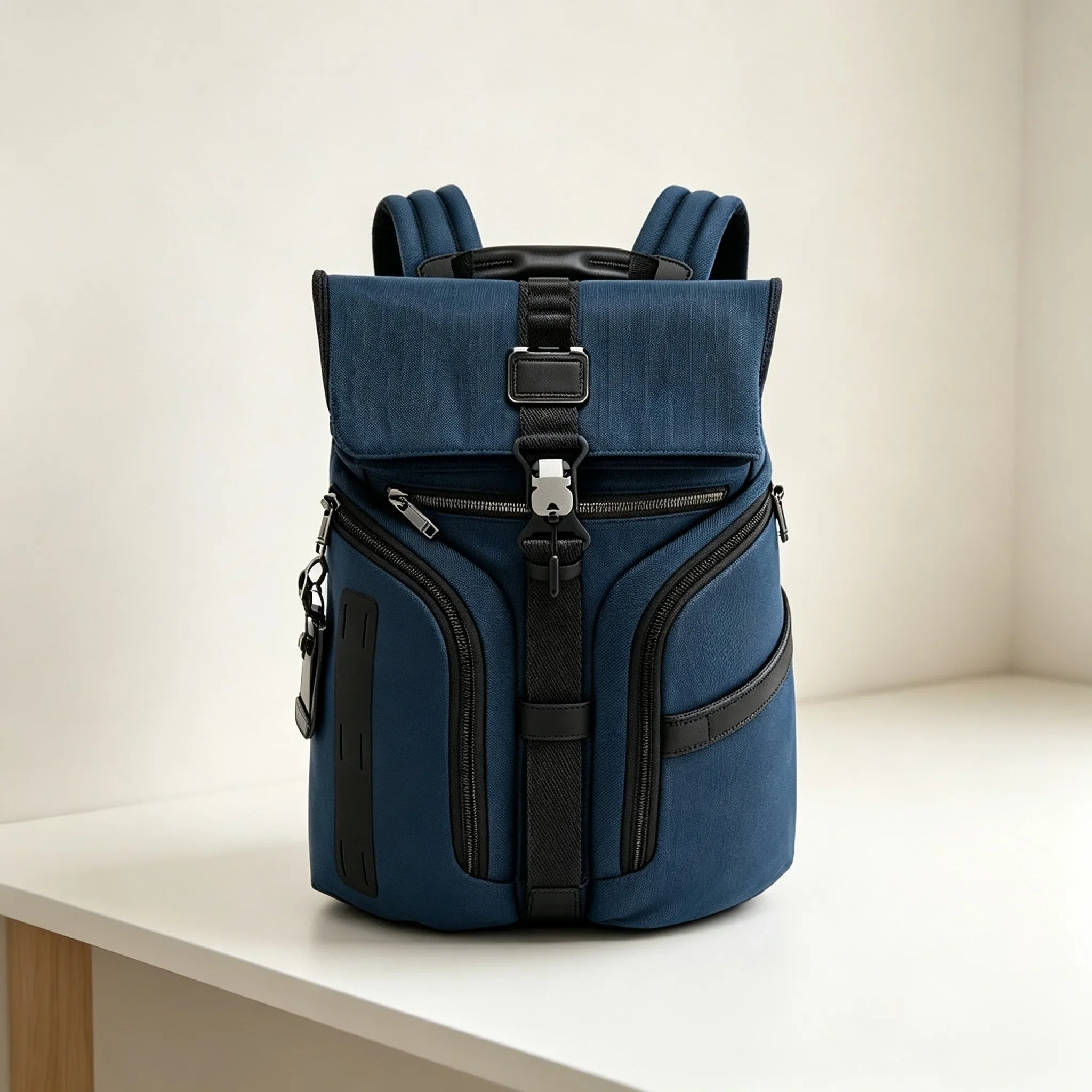 Sleek Large Capacity Nylon Daypack for Men, Business Casual Backpack for Work & Travel