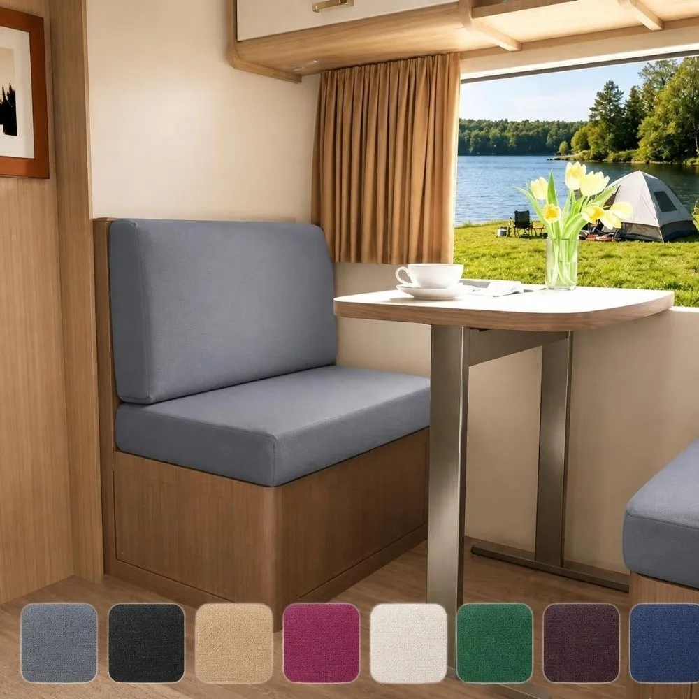 2pcs/set Stretch Fabric RV Dinette Cushion Covers Dust-Proof Slip-on Design Bench Backrest Slipcove Full Coverage Soft
