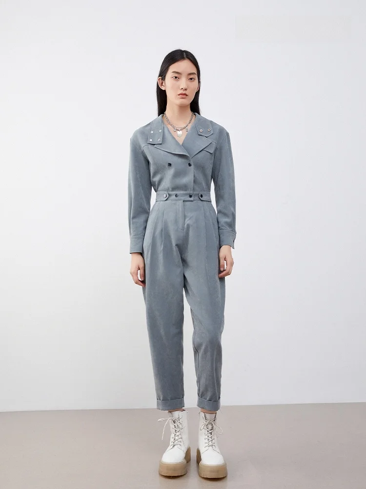 

XMOOM Осенние Новые Повседневные Легкие Рабочие Брюки-Комбинезон из Нейлона с Оригинальным Дизайном и Завышенной Талией для Женщин