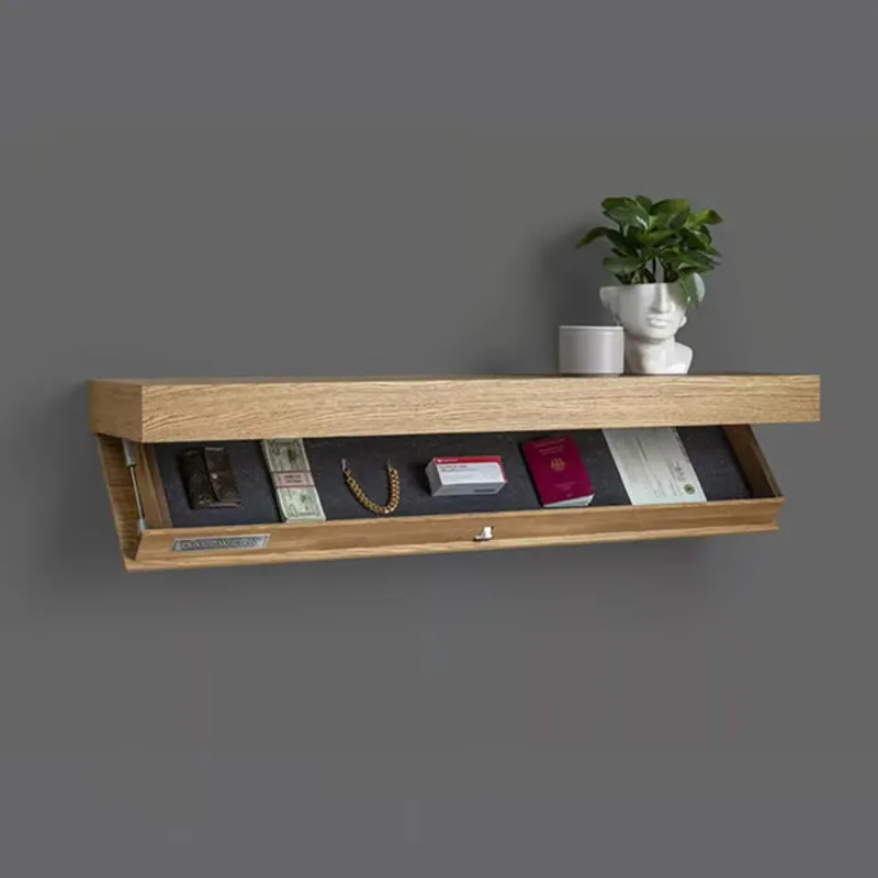 Wall-Mounted Shelf Magicflap Floating Shelf With Secret Below Compartment Storage Modern Minimalist Living Room Decoration