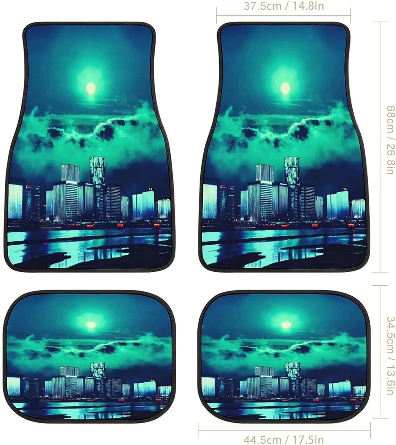 Neon City View Night Sunset Car Mats Universal Fit Car Floor Mats Fashion Soft Waterproof Car Carpet Front&Rear 4 Pieces Full Se