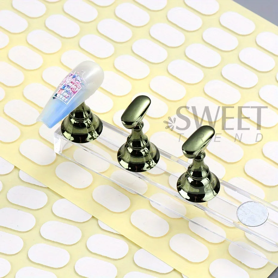400 Tips Transparent Double-sided Adhesive Tape Traceless Nail Display Board Paste Practice Fixing Base Jelly Glue Manicure Tool