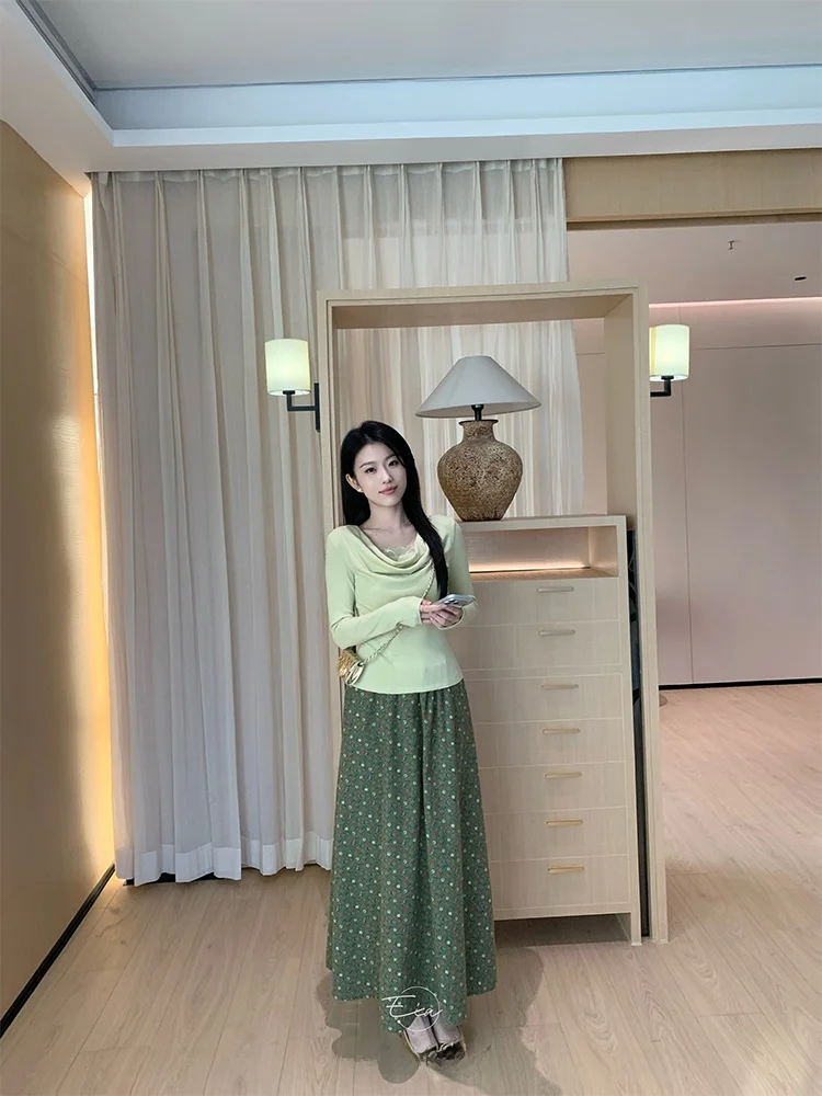 

Женский комплект из двух предметов с цветочным принтом и завышенной талией от EIA: весенняя повседневная мода, высокое качество, китайский бренд, женская одежда