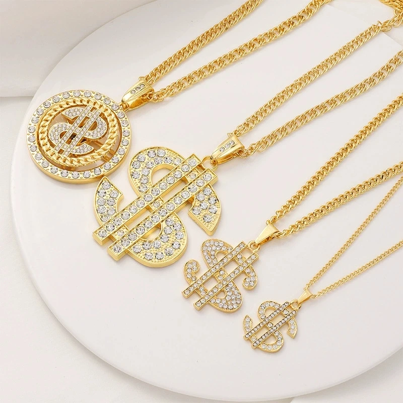 Korean Fashion Crystal Dollar Necklace Female Choker Trinket Clavicle Chain Women Jewelry Girl Party Gift