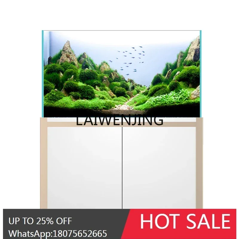 

bottom filter ultra-white glass aquatic plant tank ecological landscaping water-free Lanshou fish tank