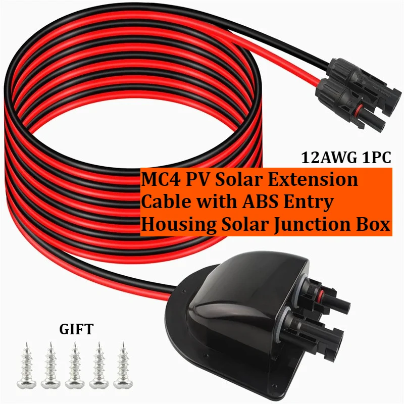 12AWG PV Solar Extension Cable RV Camper Roof Solar Junction Box with ABS Entry Housing for Solar Panel Energy Storage System