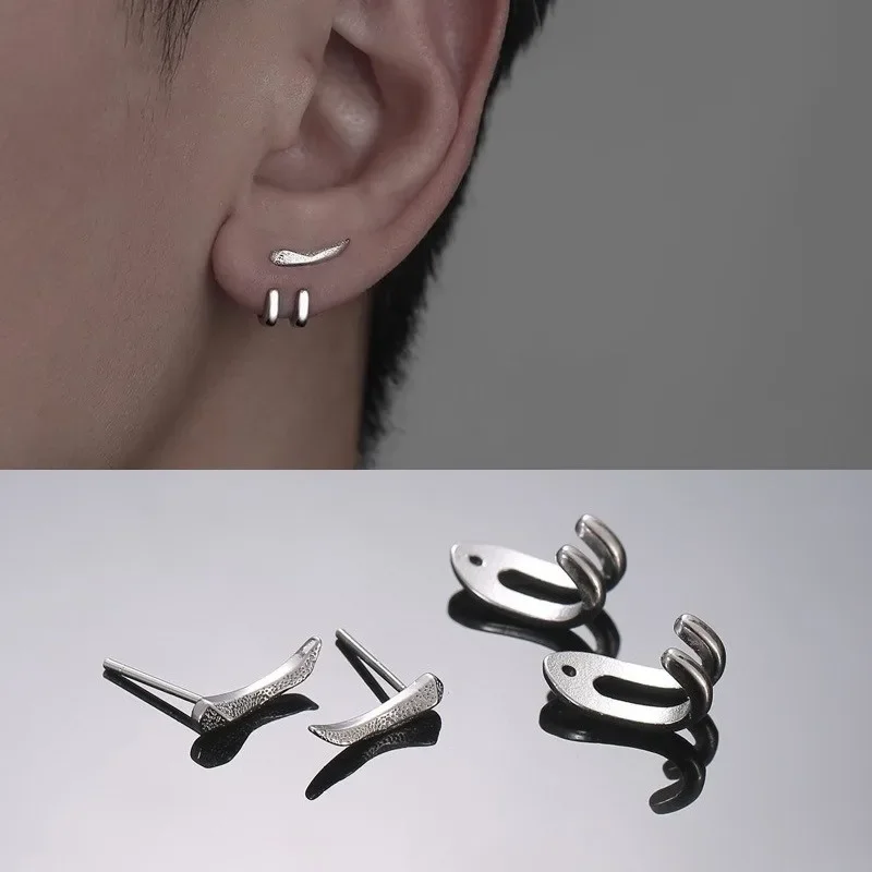 Vintage Fashion Charm Punk Earring for Men Detachable Dual Purpose Stud Earring Prong Ear Punk Party Mens Jewellery Hombre