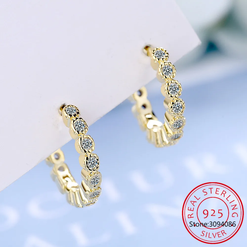 18k Plated Total 2.6CT Full Moissanite Hoop Earring for Women Sparkling Diamond Wedding Earring 925 Sterling Silver Jewelry