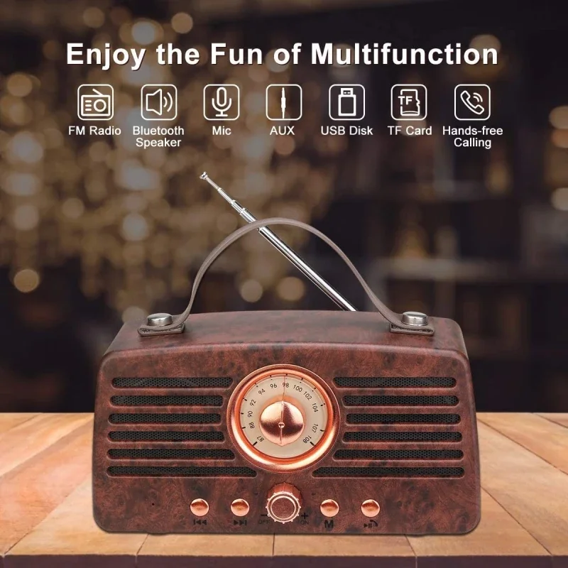 

NR-4013 Portable Classic Retro AM FM Radio Receiver Decorative MP3 Stereo caixa de som Bluetooth Speaker AUX USB Rechargeable