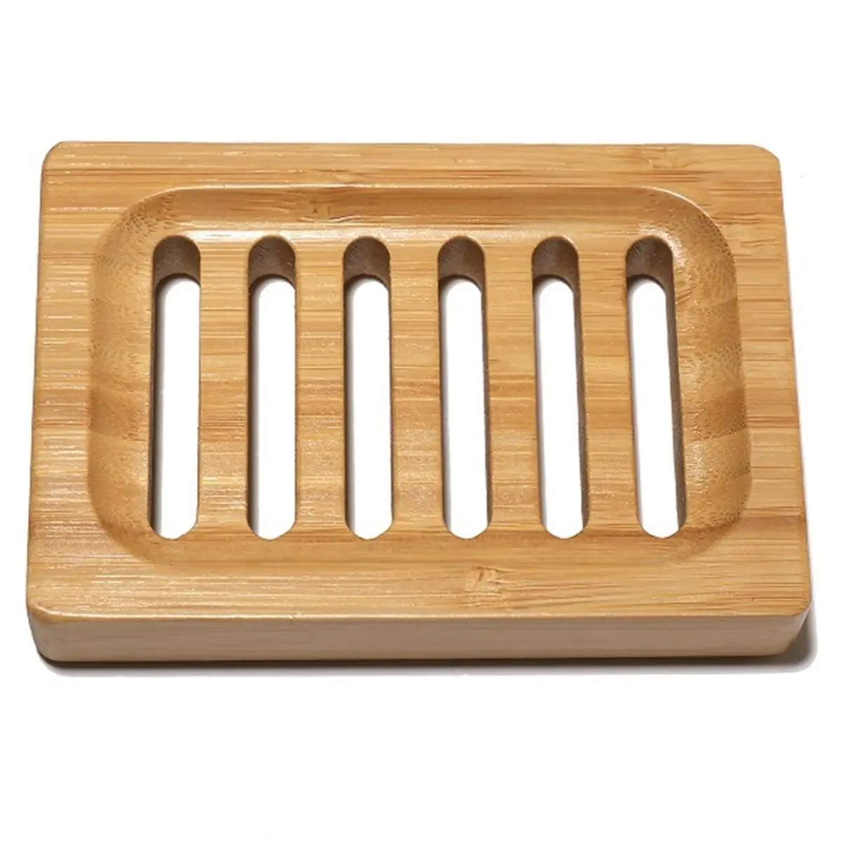 (A02R] 2PCS Bamboo Soap Dish Set, Self-Draining Design, Ideal for Shower, Bathroom, Kitchen Use