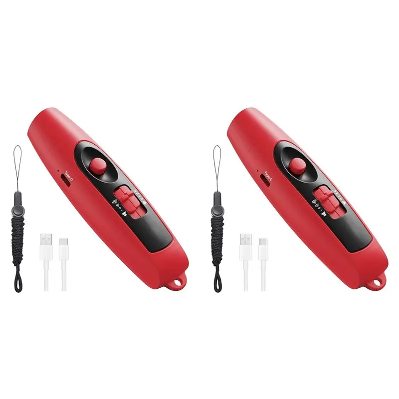 

【PRICE-DROP!】2X Electronic Whistle With USB Charging,For Referee Coaches Teacher,Outdoor Sport Game Camping Whistle With Lanyard