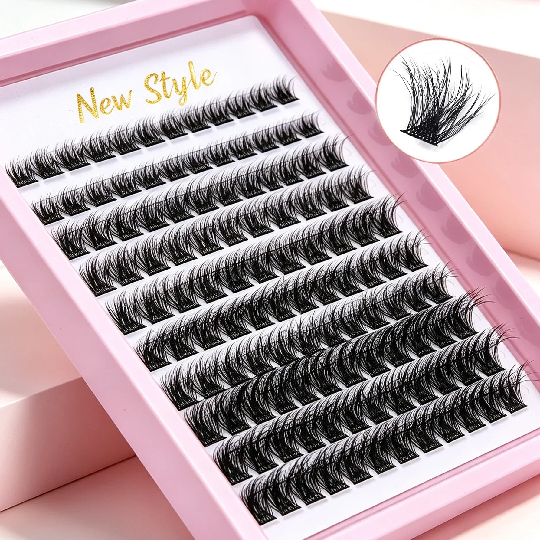 Individual Cluster Lashes Mixed Length Wispy D Curl Fluffy False Eyelashes Natural Look DIY At Home Eyelash Extension
