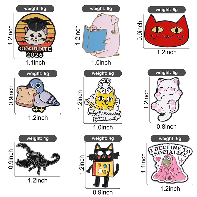 31 Arten Niedliche Tier-Emaille-Pins Kawaii Frosch Lesende Schweinchen Schnecke ASMR Broschen Rucksack-Anstecknadeln Accessoires als Geschenk Großhandel – Detail 1
