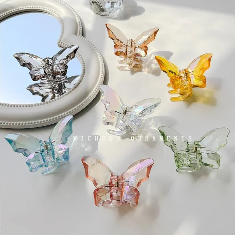 Crystal Butterfly Mermaid Hair Claw Girls Back Head Clamp Clip Transparent Large Hair Clips Hairpins Headdress Hair Accessories