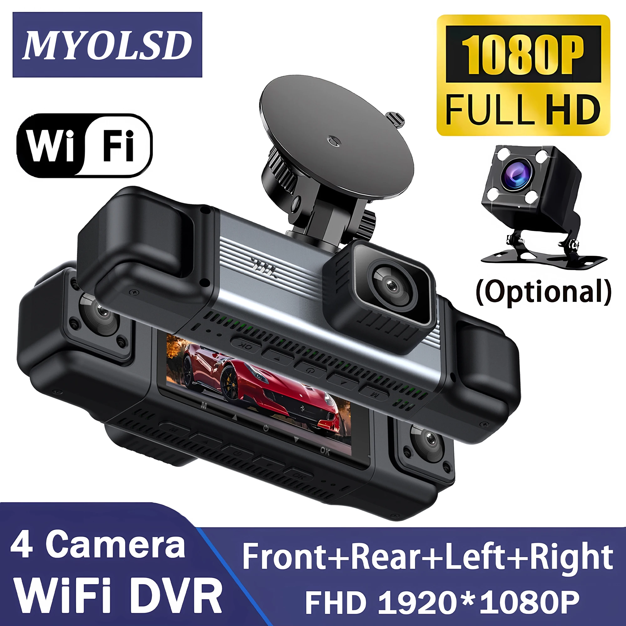 4-Channel 360 Degree Dash Cam For Cars WIFI APP Car DVR 1080P 4 Camera Lens Video Driver Recorder Rear View Camera Black Box