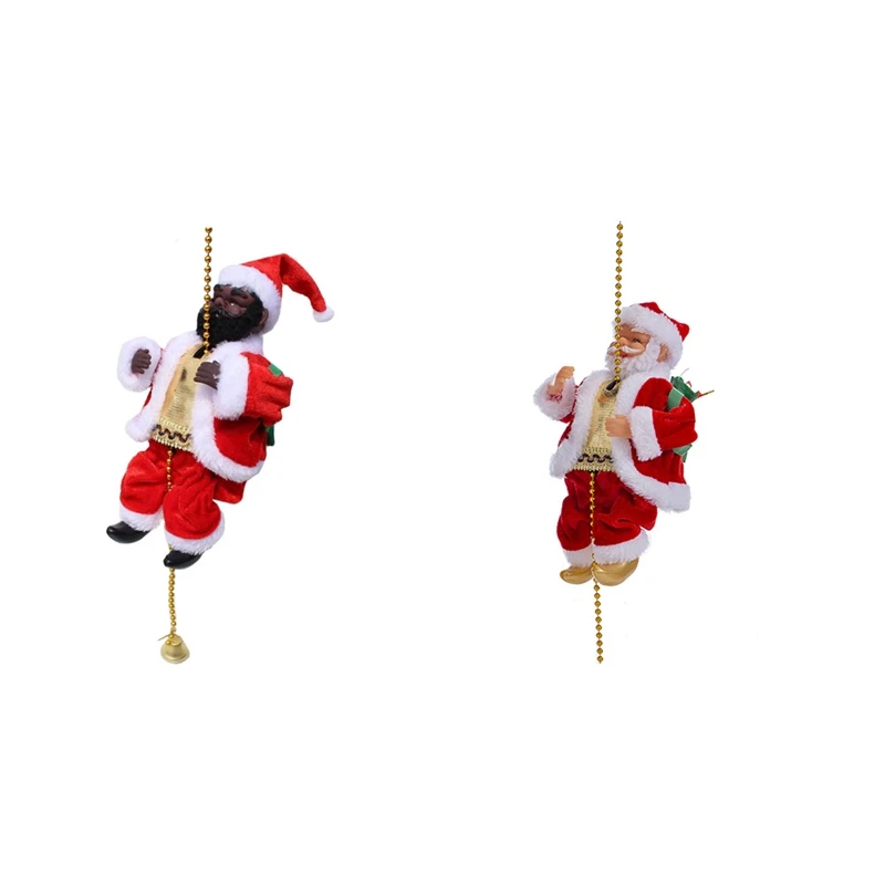 Santa Claus Climbing Beads Electric Climb Up And Down Climbing Santa With Light And Music Decorations