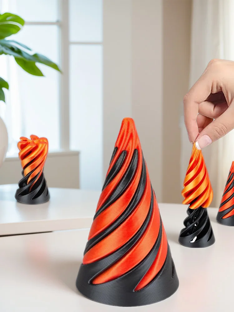 3D Printed Spiral Cone Toy Impossible Pyramid Passthrough Sculpture Mini Vortex Thread Illusion Pass Through Pyramid Fidget Toy image 3