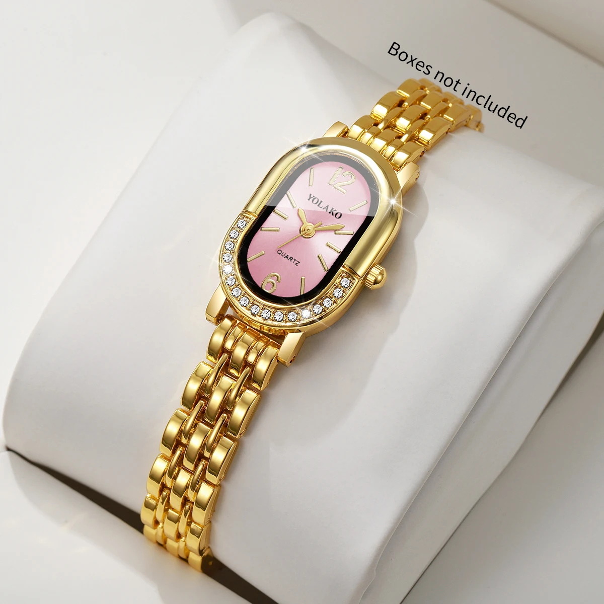 Elegant Rhinestone Dial Women Quartz Watch Golden Bracelet Strap Wristwatch Ladies Clock Relogio Feminino GiftWithout Box