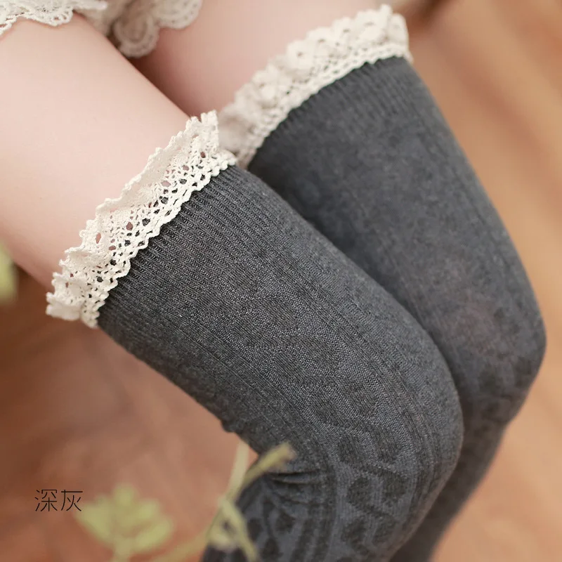 Sexy Medias Lace Up Long Knee Socks Women Over Knee Thigh High Stockings Fashion Ladies Girls Warm Sexy Blend Tights Black White