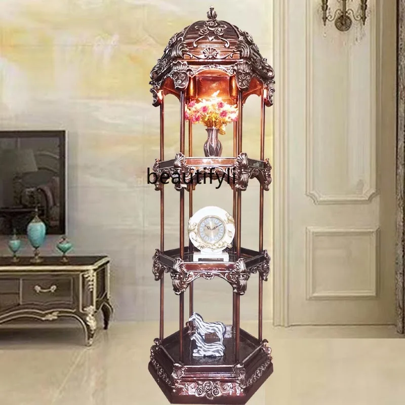 European-Style Living Room Curio Cabinet Antique Reproduction Furniture Art Wine Rack Decoration Display Wine Cabinet