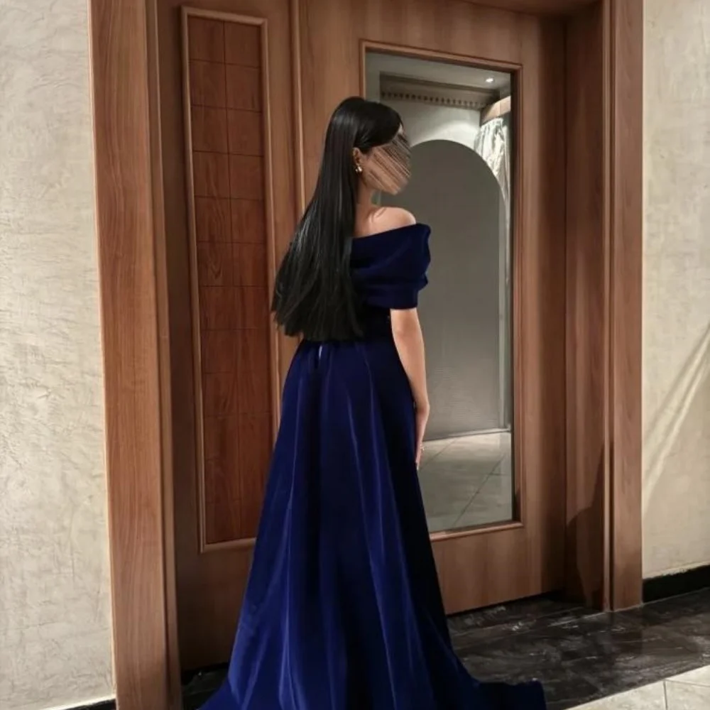 Bella Customized Beading Sequins Off the Shoulder robes de soirée Velvet Strapless Party Dresses Floor-Length Prom Dress 2024