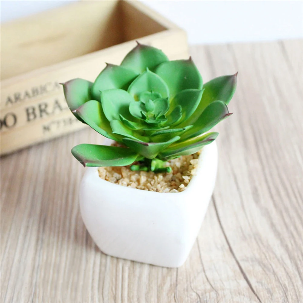 

Green Decorative Artificial Plants Lifelike Faux Succulent Floral Arrangement Home Office Decor