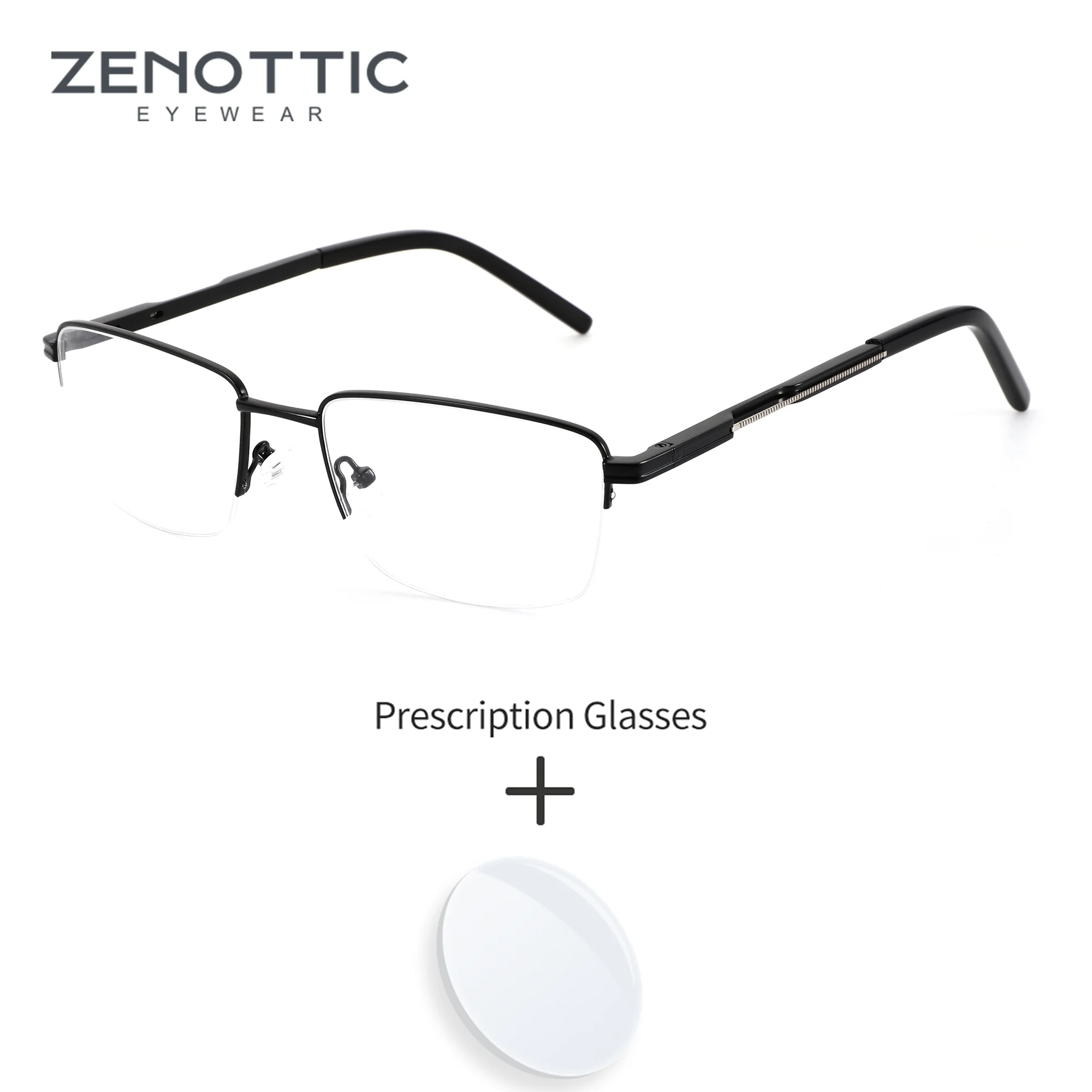 

ZENOTTIC M Size Mens Square Glasses Acetate Half Rim Frame Optical Lenses With Prescription