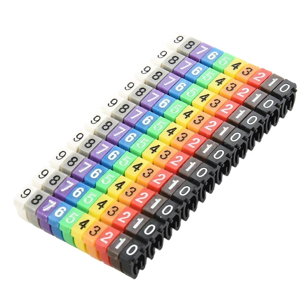 Electrical Equipment Wire Number Box Electrical Supplies Plastic 100Pcs Cable Markers Colourful Number Tag Label