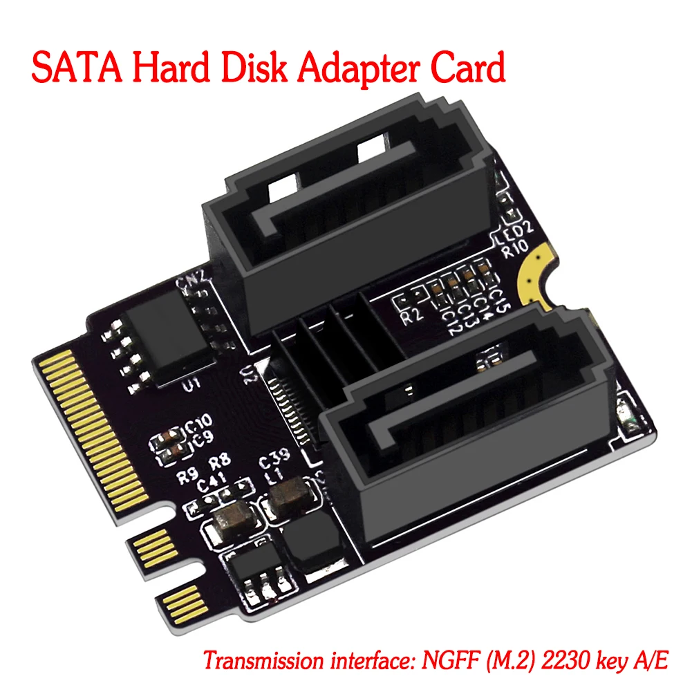 M2 To Dual SATA3.0 Hard Disk Adapter Card JMB585 Chipset Solution PCI-E3.0 Card KEY A/E WIFI M.2 To SATA Expansion Card Adapter