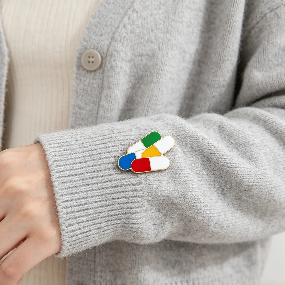 DCARZZ Colorful Enamel Pills Brooch Pin Medical Pharmacy Jewelry for Doctor Nurse Pharmacist Lapel Badge Accessories Gift view 3