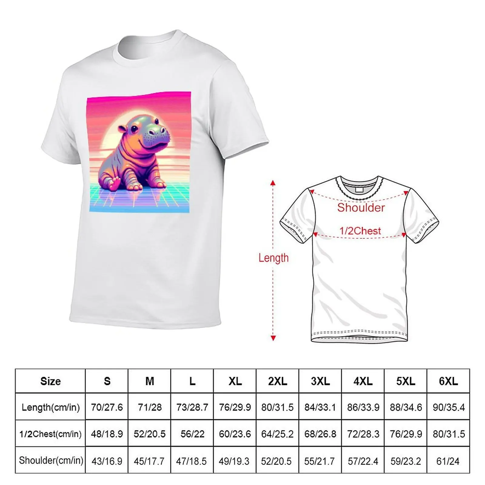 Moo Deng Gradient Pixel Art T-Shirt t shirts for man pack white t shirt man cotton T-Shirt