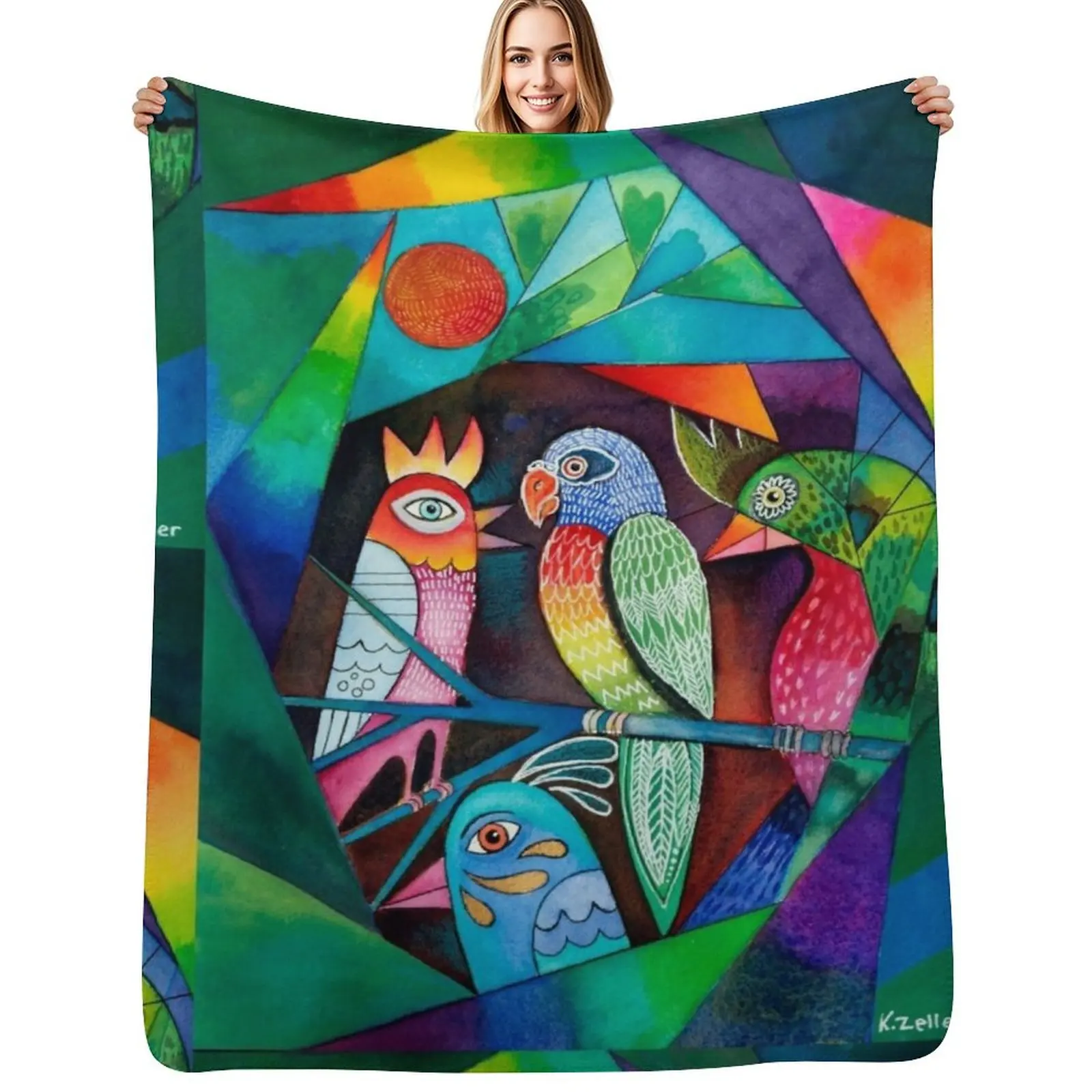 

Feathered Friends Throw Blanket Anti Shedding Soft Fuzzy Blanket for Home