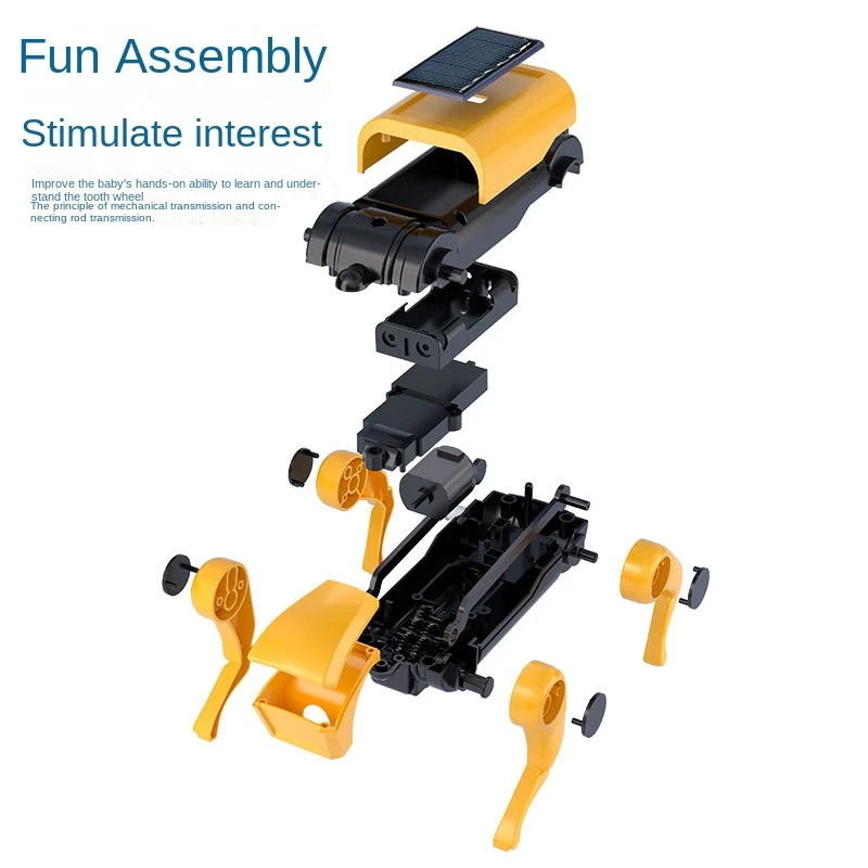 DIY Assembly Solar Robot Kit para crianças, cão mecânico, animal elétrico, bonecas de energia solar, brinquedos educativos com tronco, presente infantil