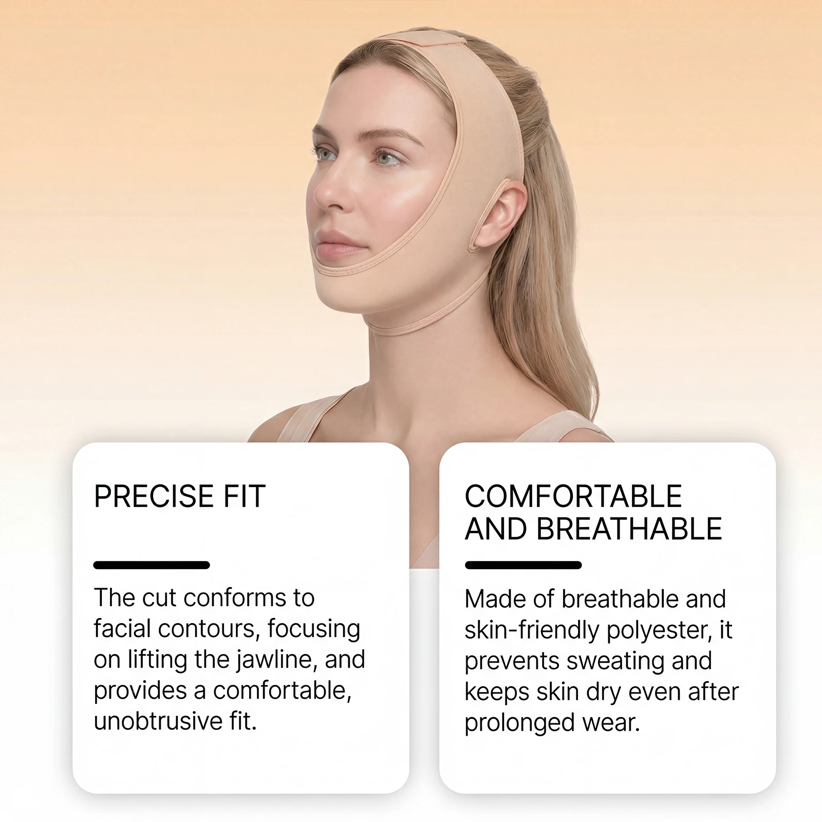 Wiederverwendbare, verstellbare Gesichtsstraffungsbandage zur Straffung der Halslinie, Entfernung des Doppelkinns, atmungsaktiver V-Shape Gesichtsriemen, Kieferlinienformer – Detail 7