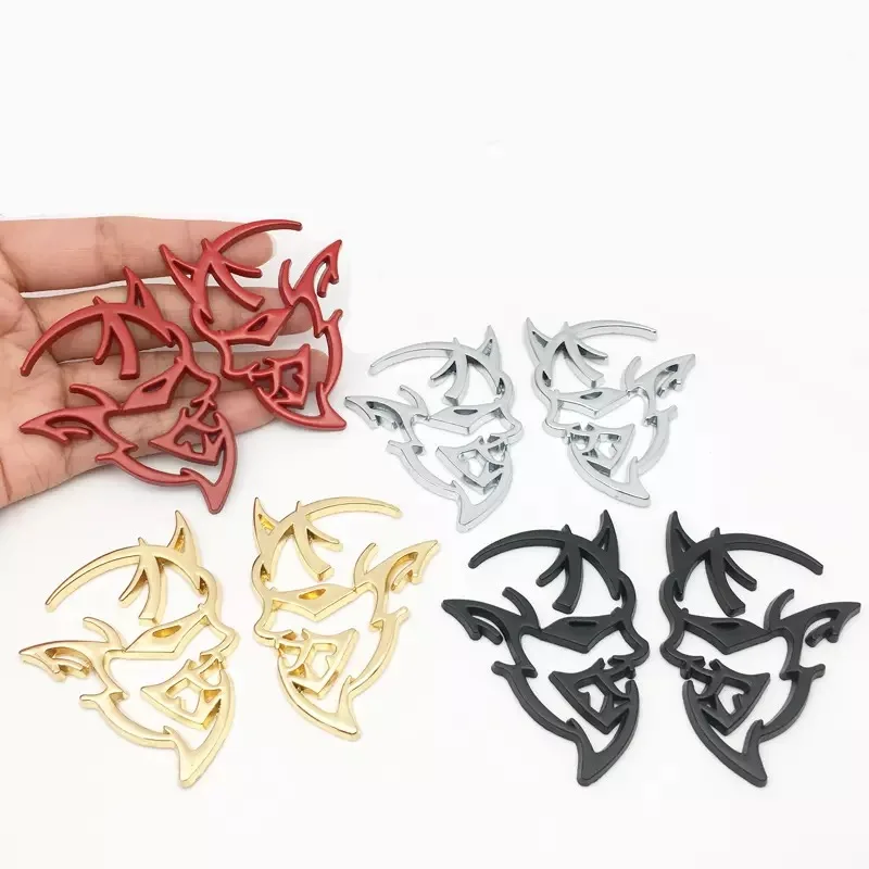 3D 메탈 데몬 헤드 엠블럼 자동차 트렁크 배지 스티커 (닷지 저니, 차저, 램 1500, 캘리버, 니트로, 카라반, 어벤저용)