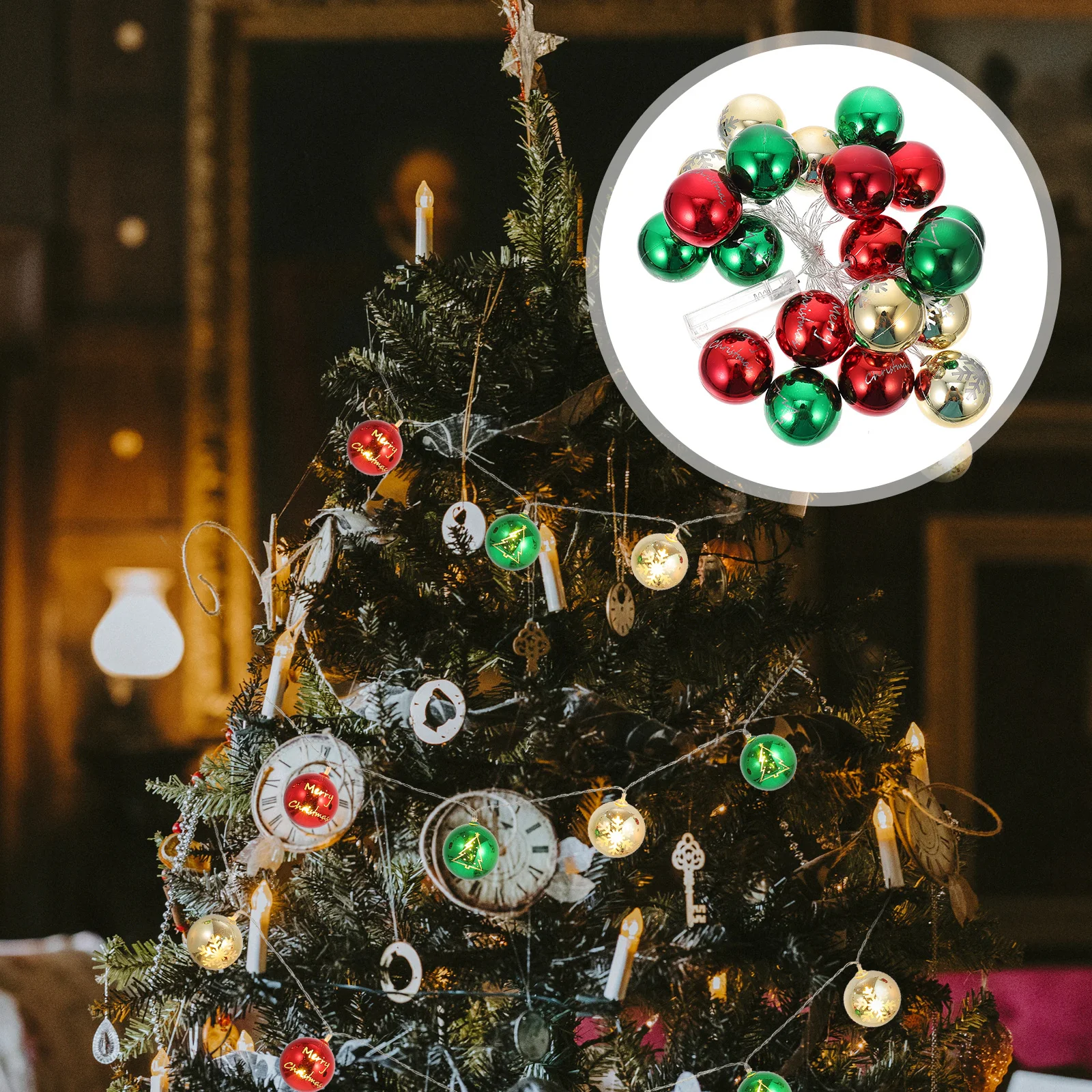 

1Pcs Colorful Christmas Ball String Lamp Creative Xmas Light Ornament Festival Lamp Decorative Hanging Lights for Party