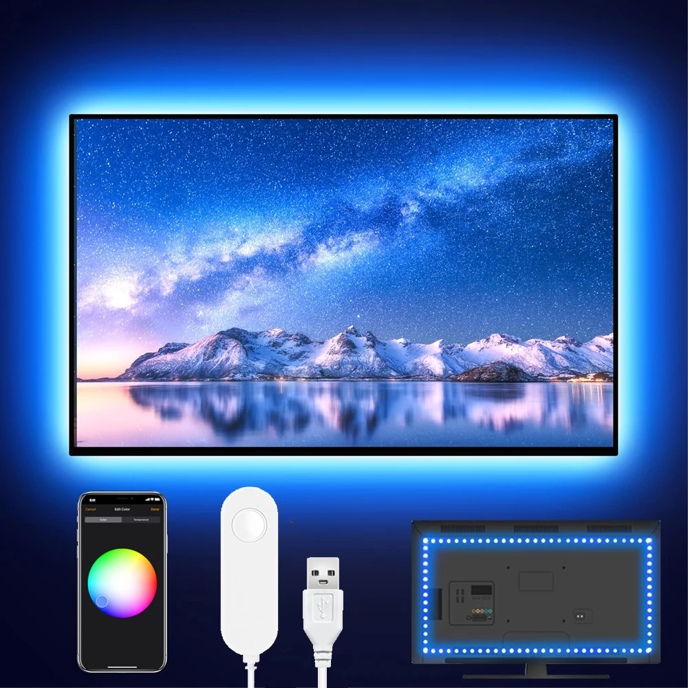 USB Power Homekit WiFi RGB+CCT Led Strip DC 5V 1M 2M 3M 4M 5M RGBCW Flexible Tape Dimmable TV Back Light Band Siri Voice Control