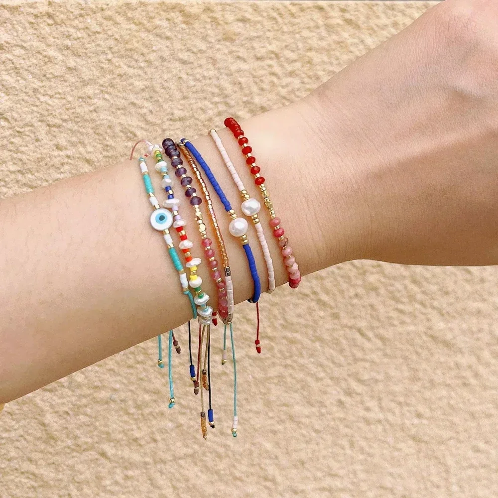 CCGOOD Miyuki Pearl Bracelets Natural Stone Dainty Pulseras Simple Thin Beads Bracelet for Women Set Handmade Stackable Jewelry