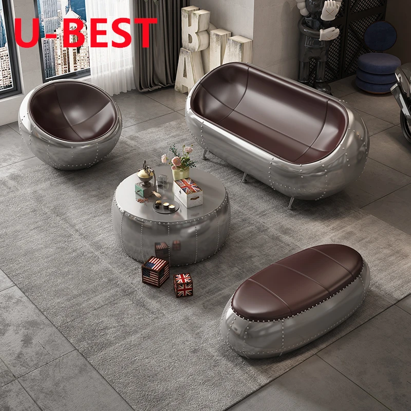 U-best Retro Style lotnictwo aluminium Spitfire pół kopuła krzesło przemysłowe antyczny salon klub Sofa do holu krzesło miska krzesło