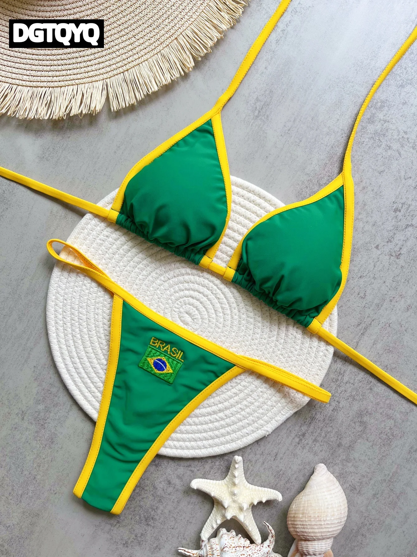 

Brazilian Swimsuit Women's Sexy 2 Pieces Mini Bikini Set Triangle Halter Backless Thong Beach Bathing Suit Summer 2026 New Style