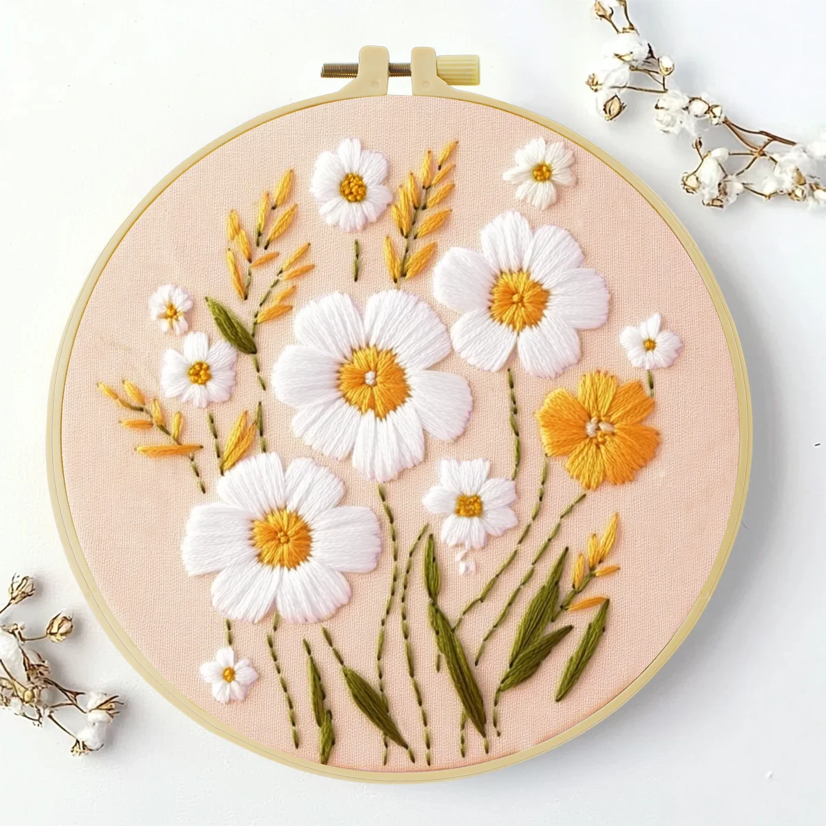 1 Stück 20X20CM/15X15CM 7,87/6,3 Zoll Blumen-Stickerei-Starter-Kit DIY-Kit DIY-Stickerei-Set Handarbeiten Heimdekoration Malerei – Detail 2