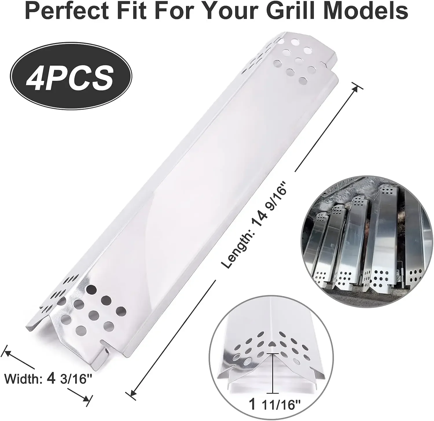 Grill Heat Plate Parts for Home Depot Nexgrill 720-0830H,720-0888N,720-0888, 720-0864,720-0896B,Stainless Steel Grill Heat Tent