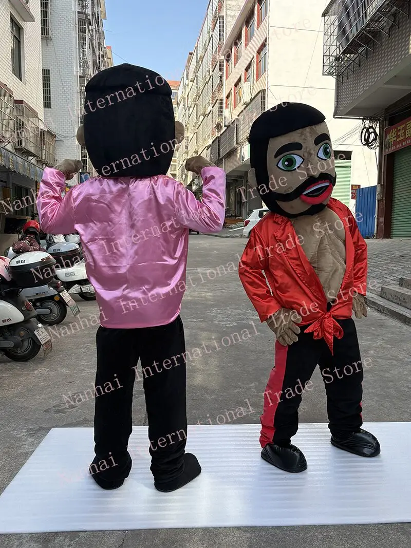 تأثيري العضلات رجل زي التميمة بار النشاط كبير رئيس دمية البدلة الملتحي رجل عروسة كارتون أداء دعوى هالوين الطرف الدعامة