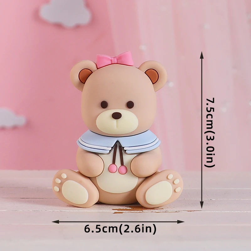 Baby Building Blocks Car Trojan Horse Blue Pink Bear Cake Toppers For Boy Girl Baby Shower Birthday Party Cake Decor Set view 5