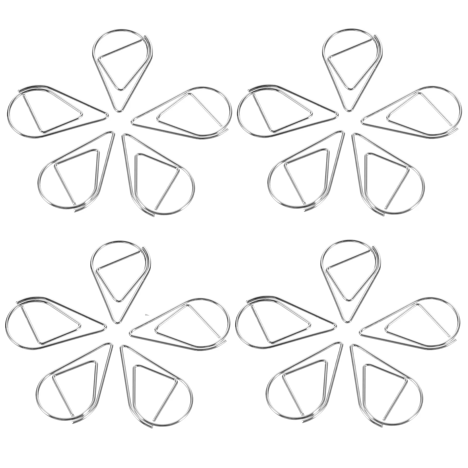 Colorido Bookmark Memo Clips, Modeling Paper Clips, Material do Metal, Forma Gota de Água, Dourado, Prata, Preto, 2.5x1.5cm