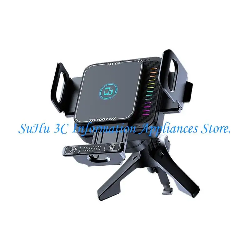  360 Degree Rotation Car Phone Holder With Air Vent Clip and Wireless Charging For Dashboard Navigation During Driving