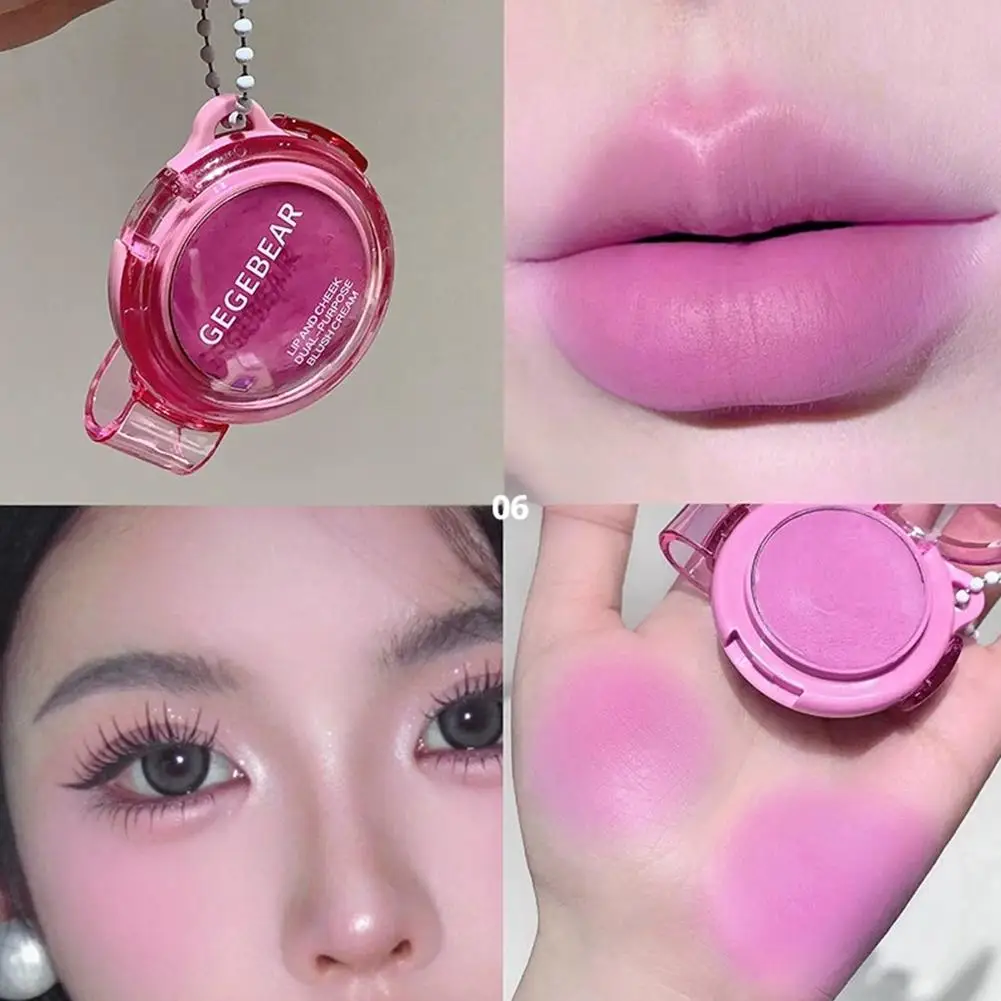 Matte Rose Purple Blush Cream Lip Cheek Multi-Use Lip Mud Lipstick Monochrome Blusher Brightening Face Easy Color Rouge Makeup